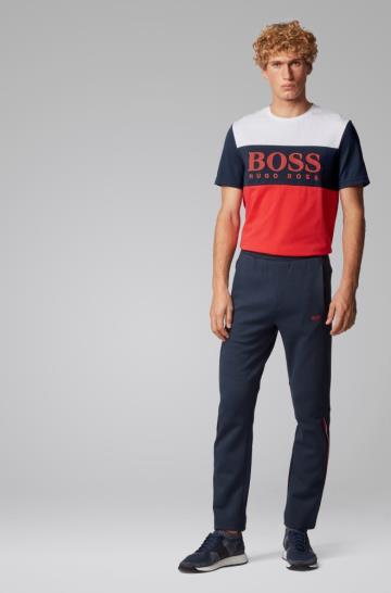 Koszulki BOSS Colour Block Czerwone Męskie (Pl70630)